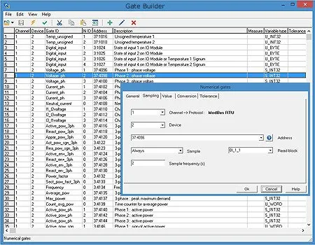 Écran Gate Builder, l'outil de création et de gestion de la base de données des tags