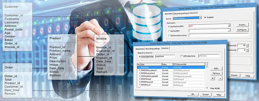 Um homem projeta conexões entre um banco de dados e o software Scada