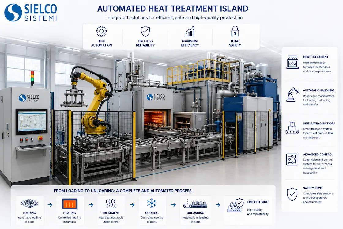 SCADA supervisory control of an automatic installation for carburizing, tempering and hardening heat treatments