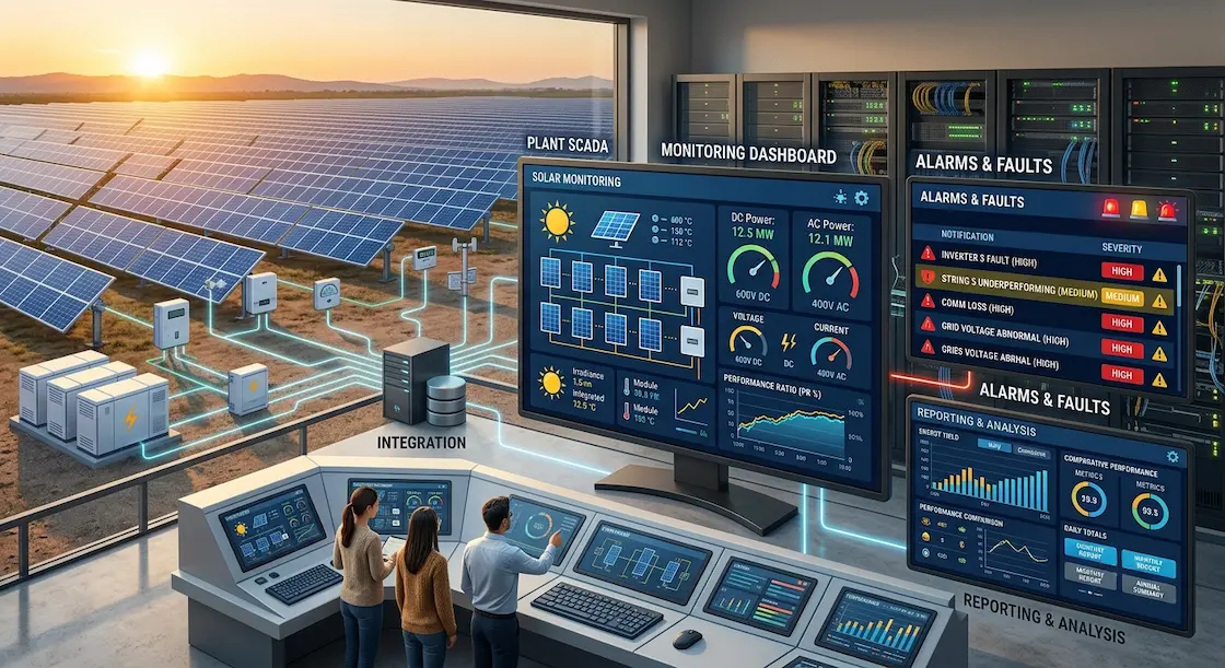 SCADA for photovoltaic plants: solar monitoring, alarms and reporting