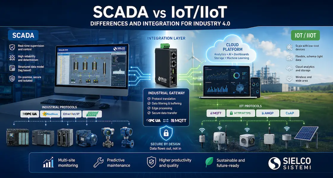 SCADA vs IoT/IIoT: strengths, differences and integration for Industry 4.0