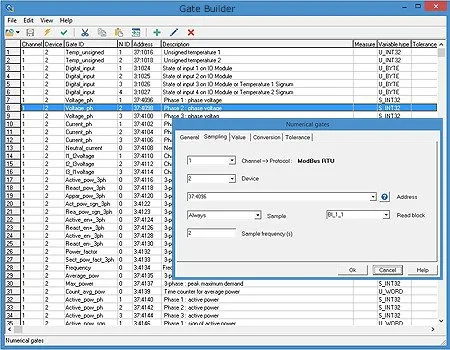 Schermata Gate Builder, lo strumento per la creazione e la gestione del database dei tag