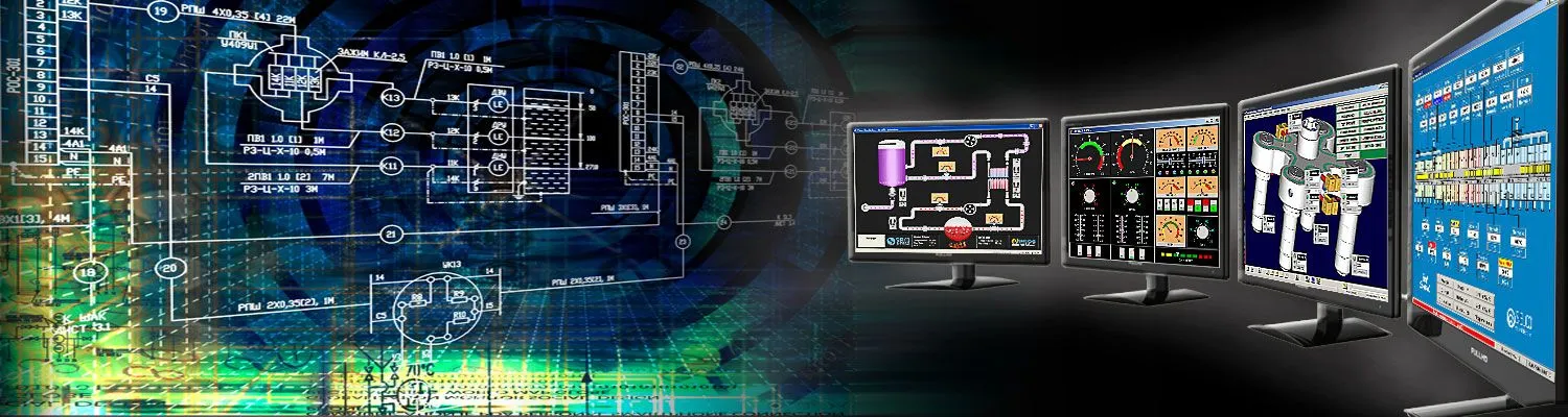 different Winlog SCADA industrial applications on multiple monitors